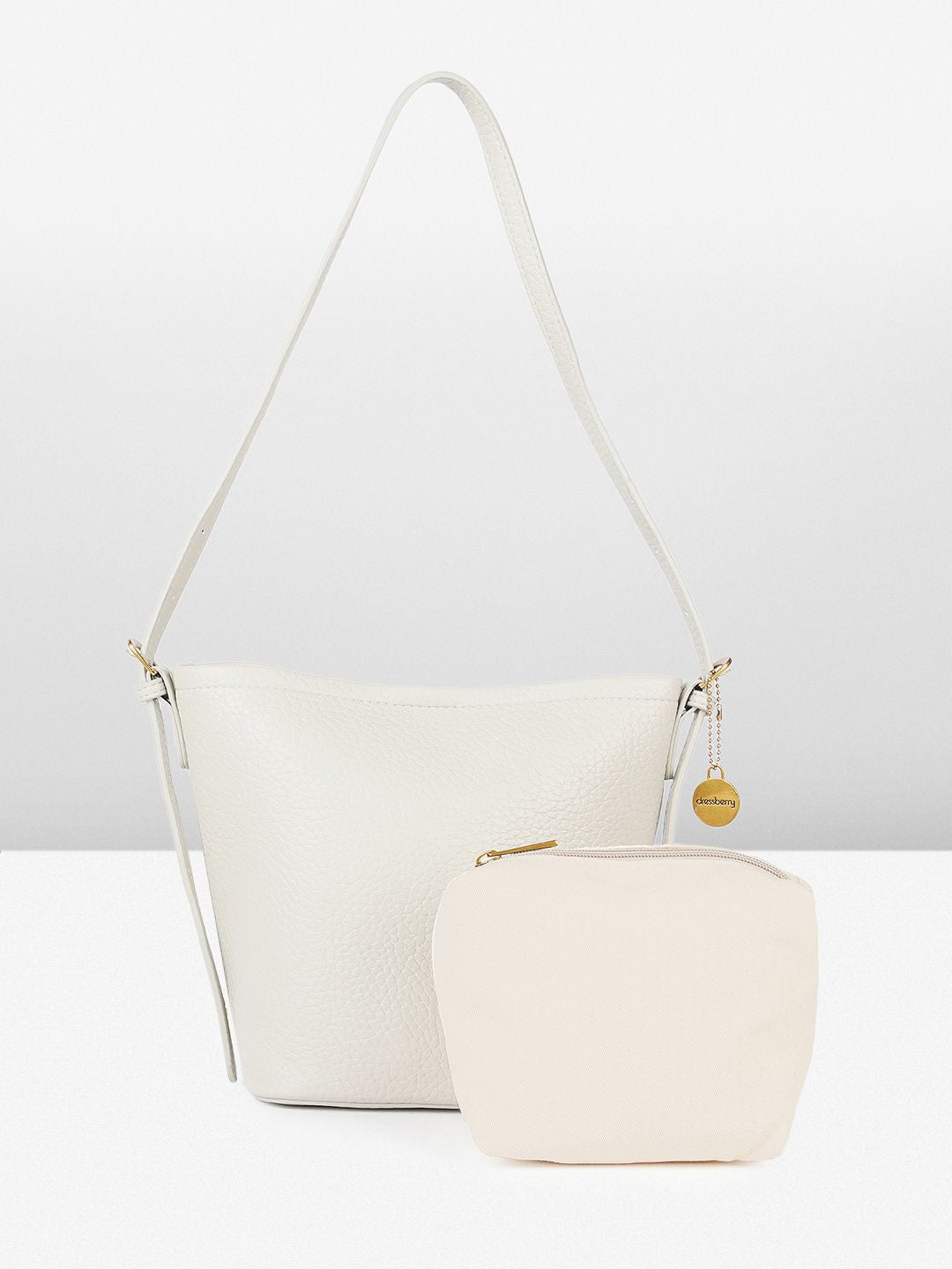DressBerry Textured Structured Shoulder Bag with Pouch