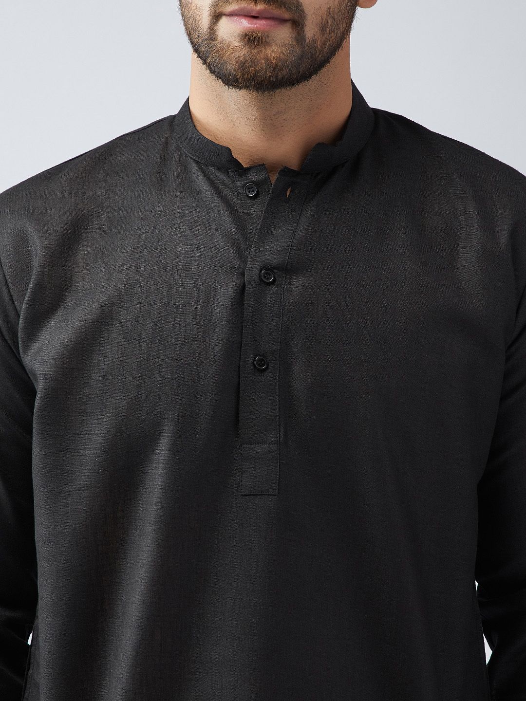 SOJANYA Lelaki Hitam Solid Kurta Lurus