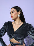 STREET 9 Women Beautiful Grey Solid Velvet Dress