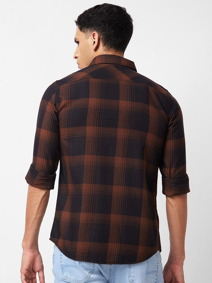 SPYKAR Slim Fit Opaque Checked Cotton Casual Shirt
