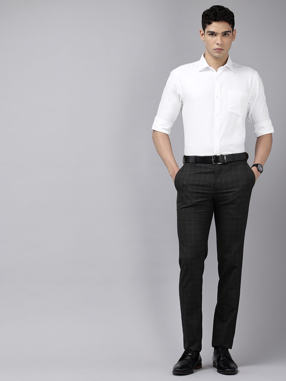 Park Avenue Self Vertical Striped Slim Fit Formal Shirt