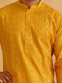 SOJANYA LUXE Ethnic Motifs Embroidered Mandarin Collar Sequined Straight Kurta