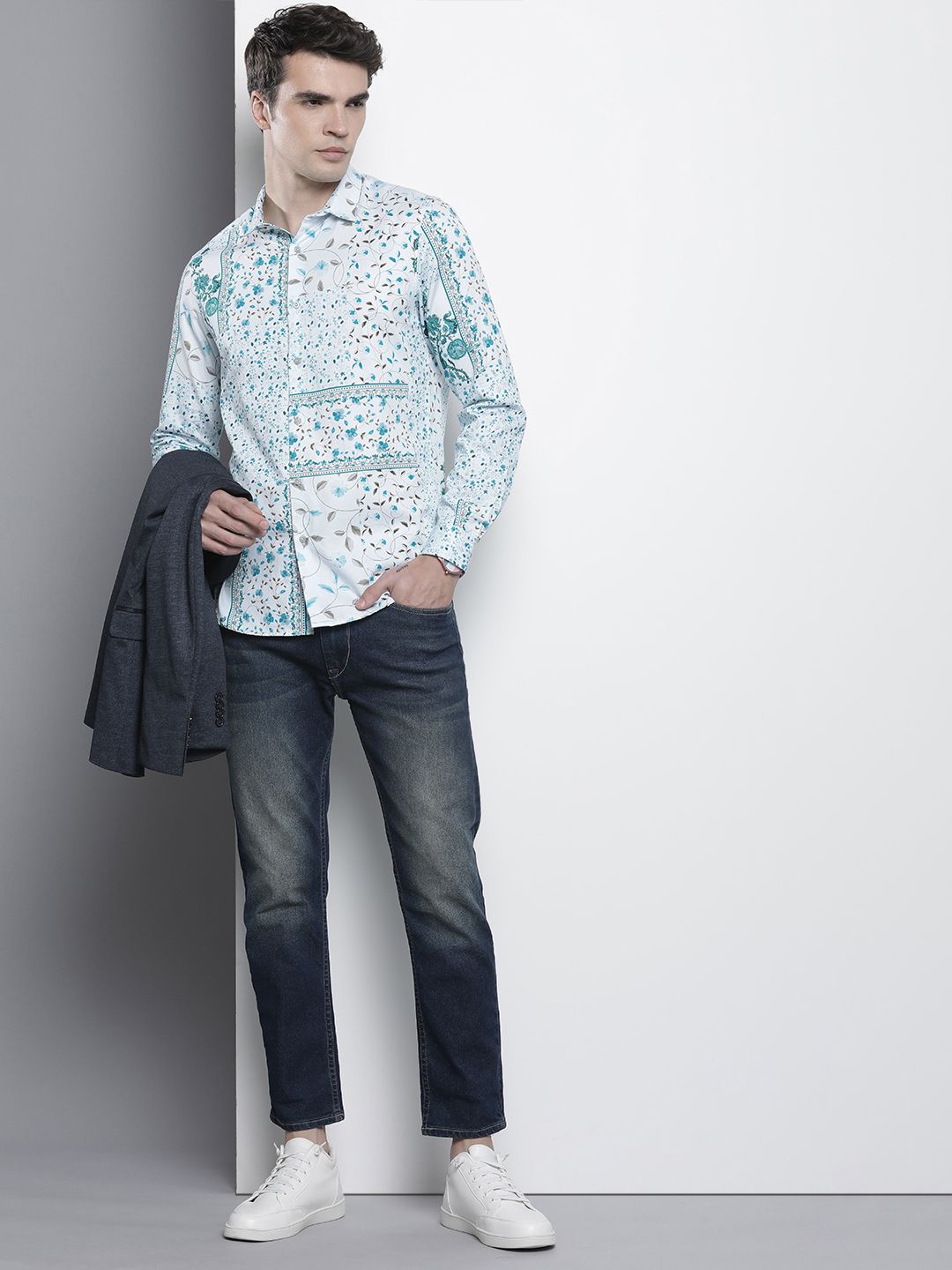 The Indian Garage Co Men Slim Fit Floral Opaque Printed Shirt