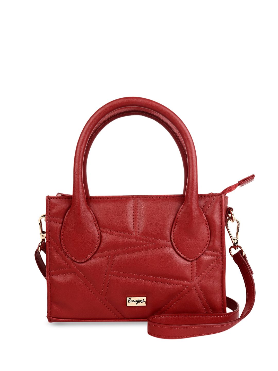 Berrylush Red Textured Quilted Structured Handheld Bag