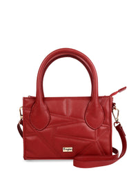 Berrylush Red Textured Quilted Structured Handheld Bag