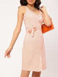DressBerry Diva Dynasty Striped Waist Tie-Up Sleeveless Mini Dress