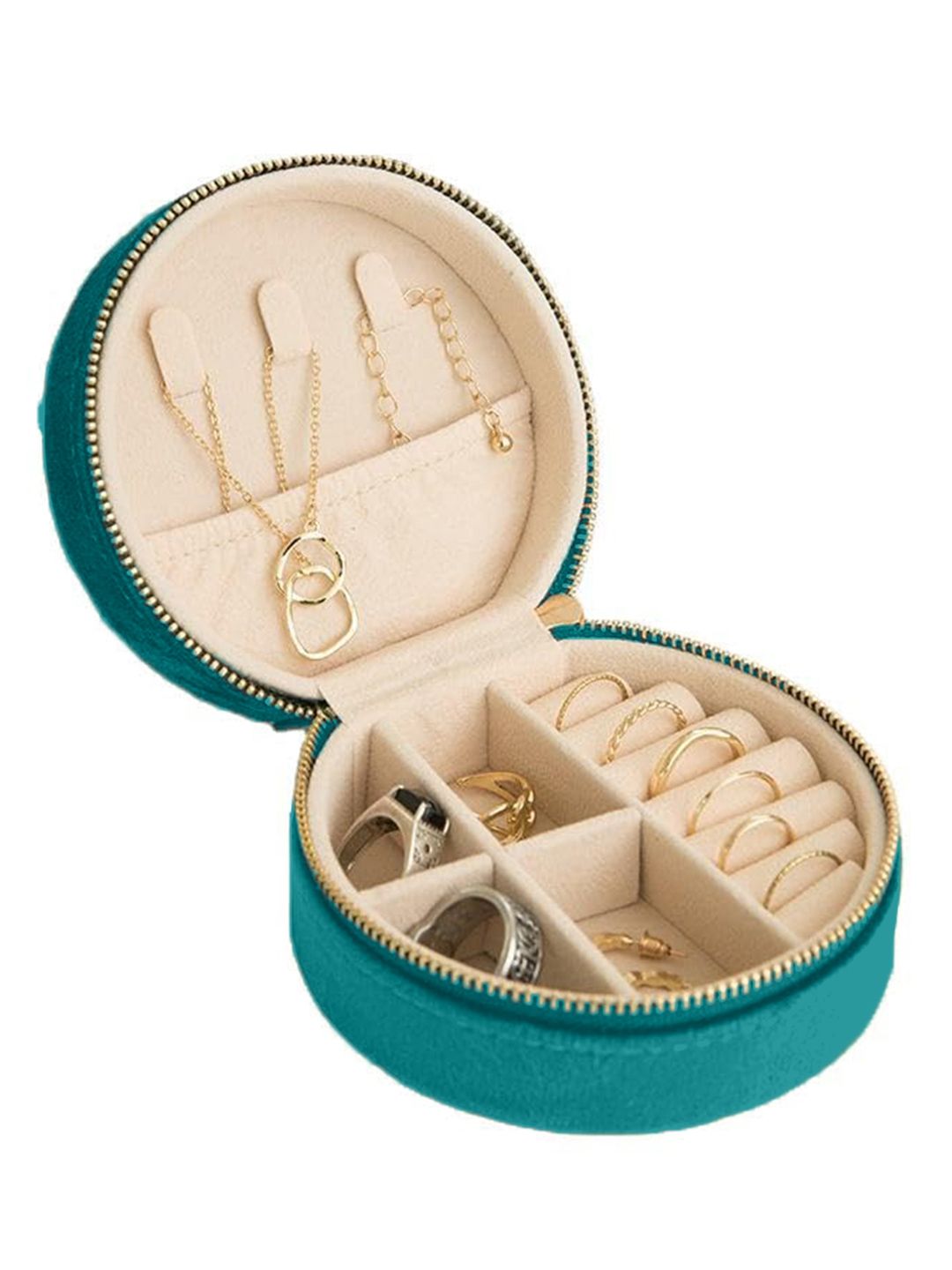 Cortina Teal Zipper Portable Jewellery Storage Organiser