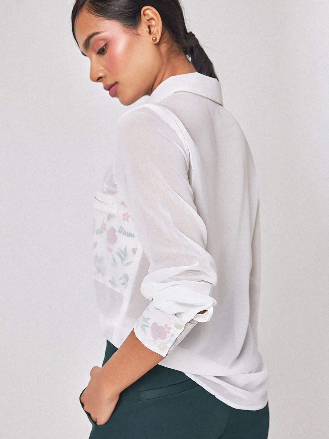 The Label Life Floral Printed Comfort Georgette Casual Shirt