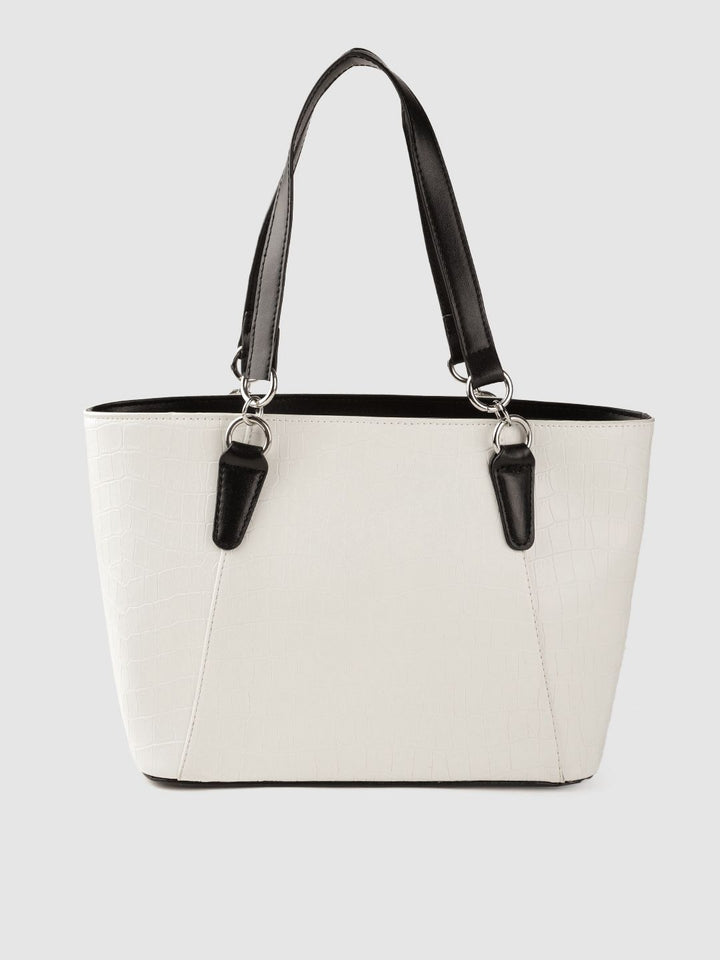 Lino Perros White Textured PU Structured Handheld Bag