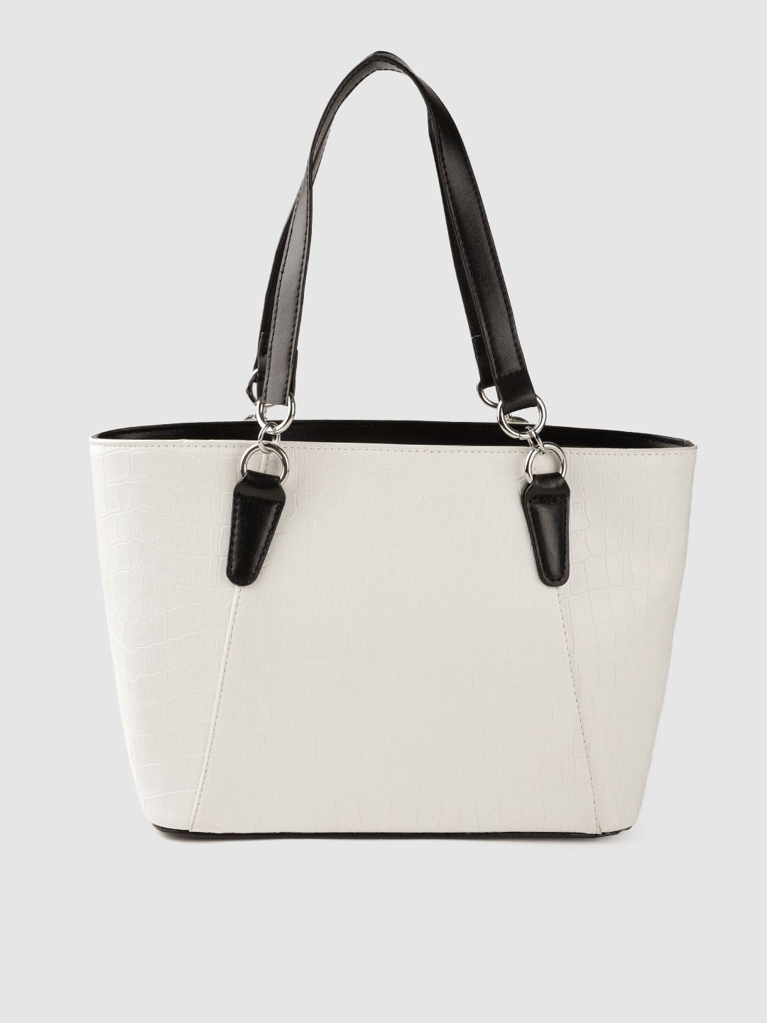 Lino Perros White Textured PU Structured Handheld Bag