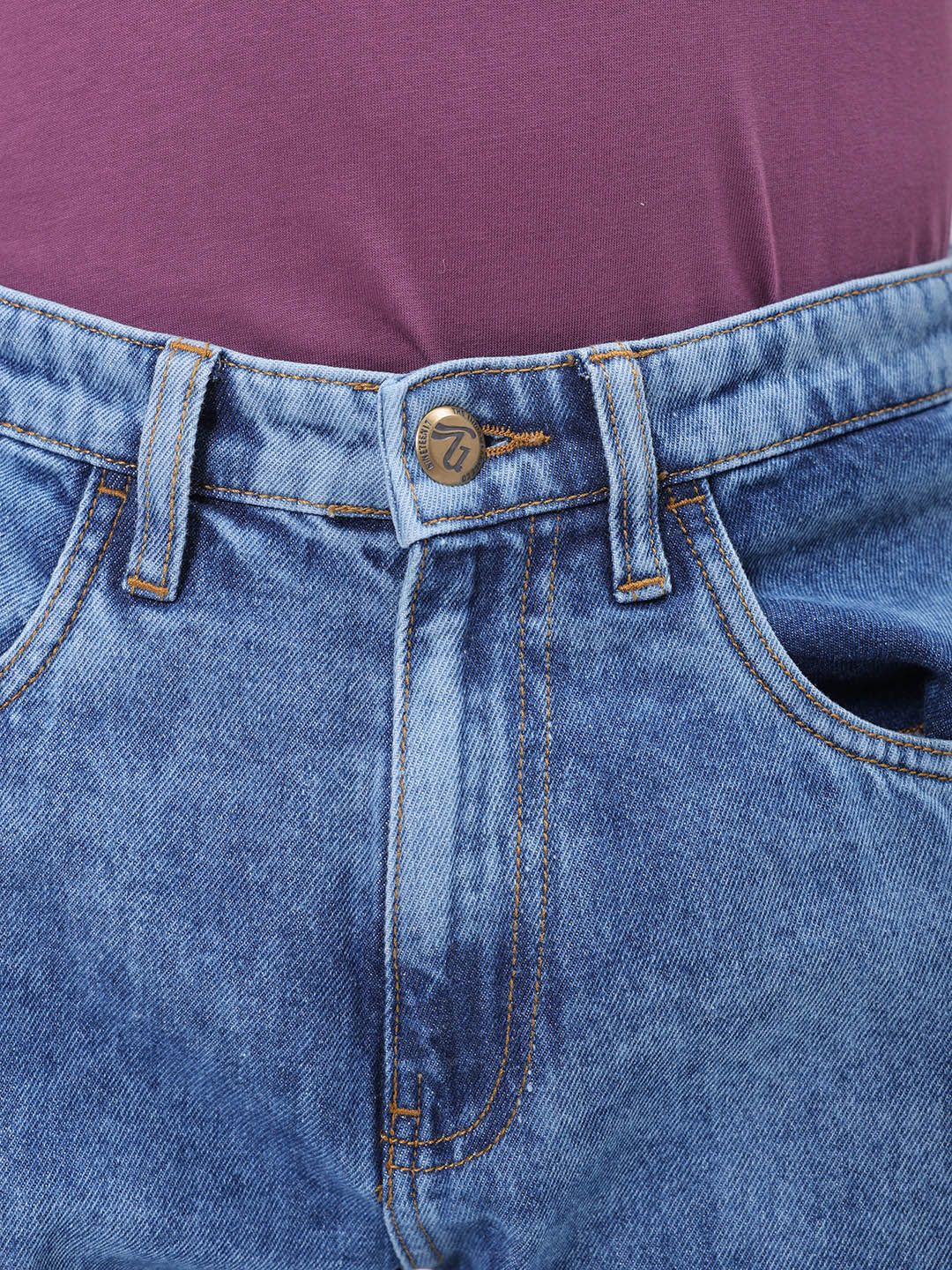 The Indian Garage Co Men Straight Fit Mildly Distressed Heavy Fade Jeans