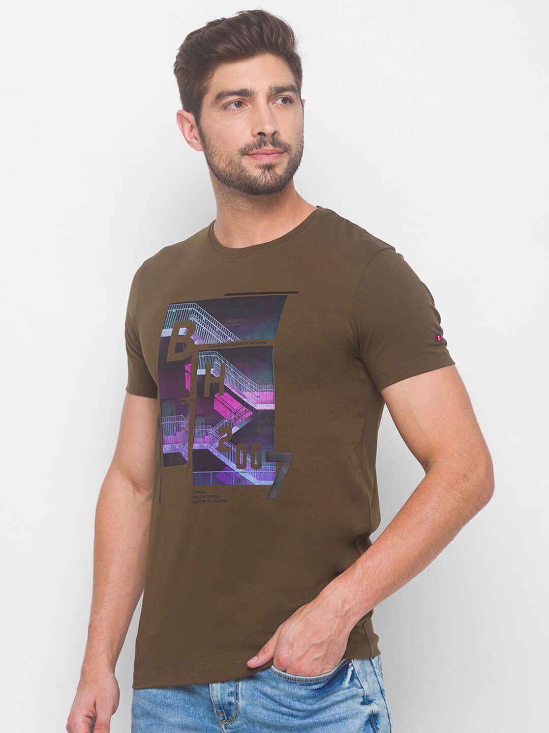 Being Human Men Brown Printed T-shirt