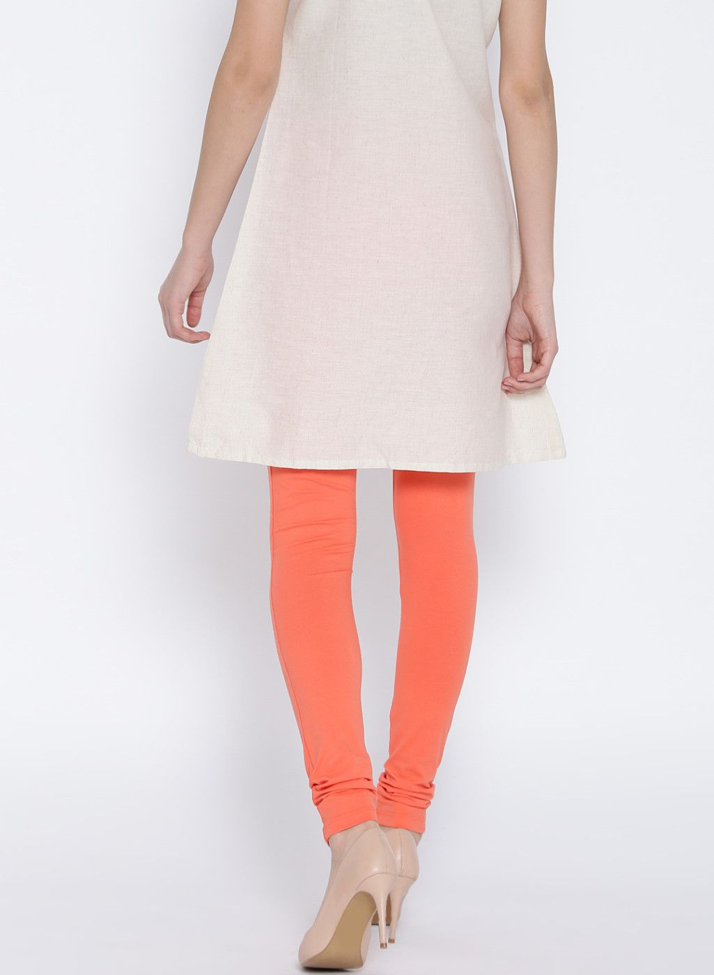 Orange Solid Leggings