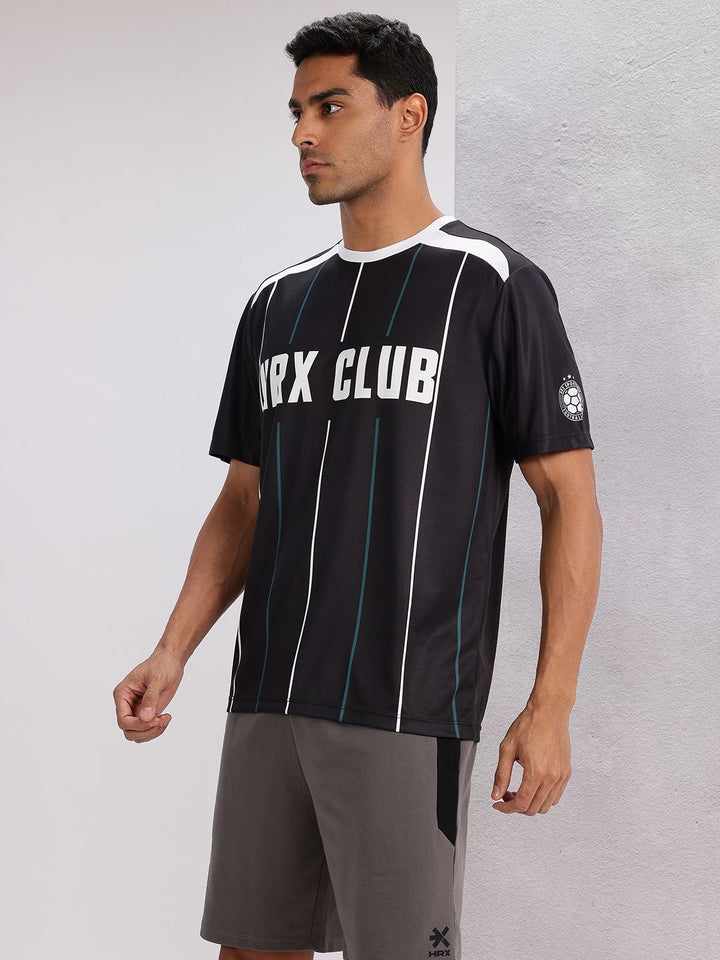 HRX by Hrithik Roshan Monochrome Printed Football Jersey