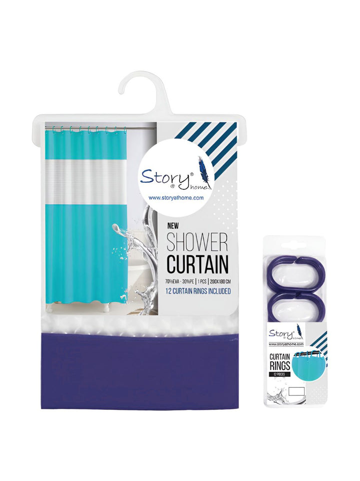 Story@home Purple & White Waterproof Shower Curtain