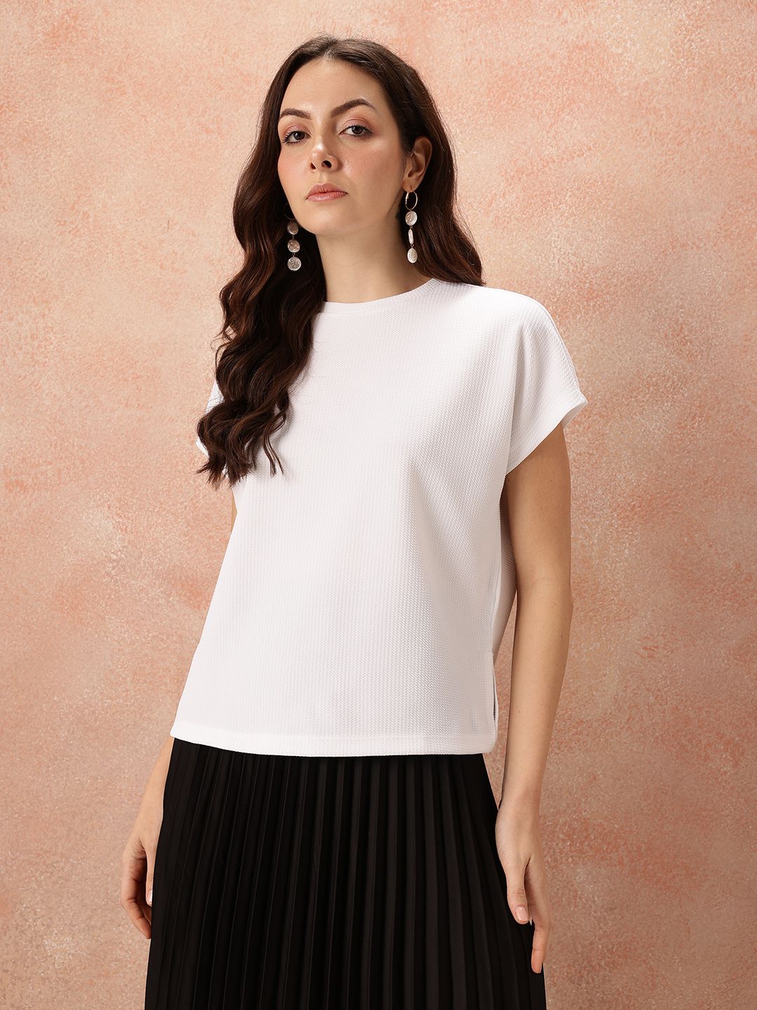 all about you Textured Extended Sleeves Top