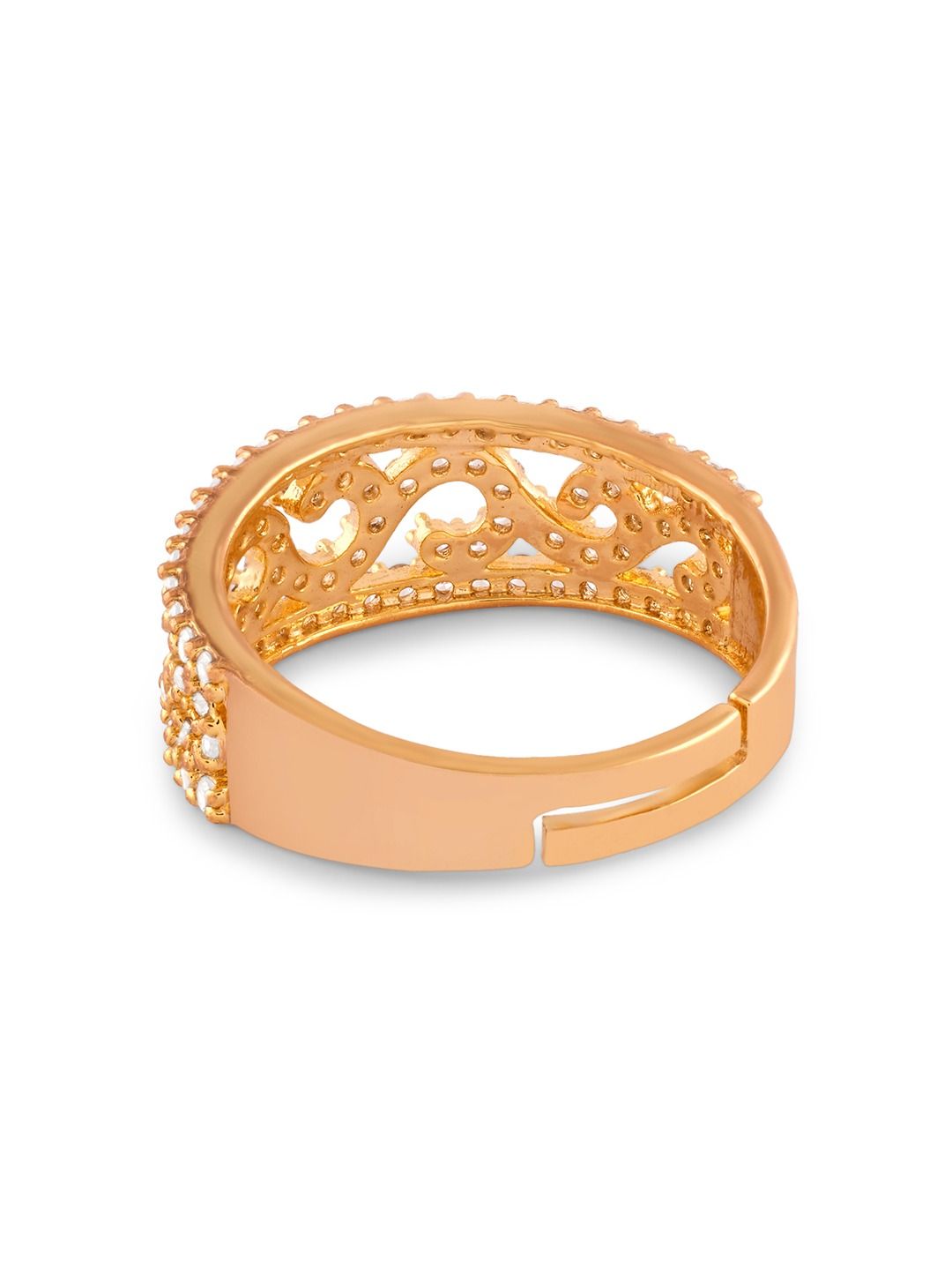 Cincin Bertampal Zirkonia Kubik Mutiara Zaveri Bersalut Emas