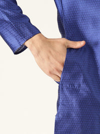 SOJANYA Lelaki Blue Ethnic Woven Design Straight Angrakha Kurta