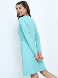 Tokyo Talkies Women Turquoise Blue Solid Sheath Dress