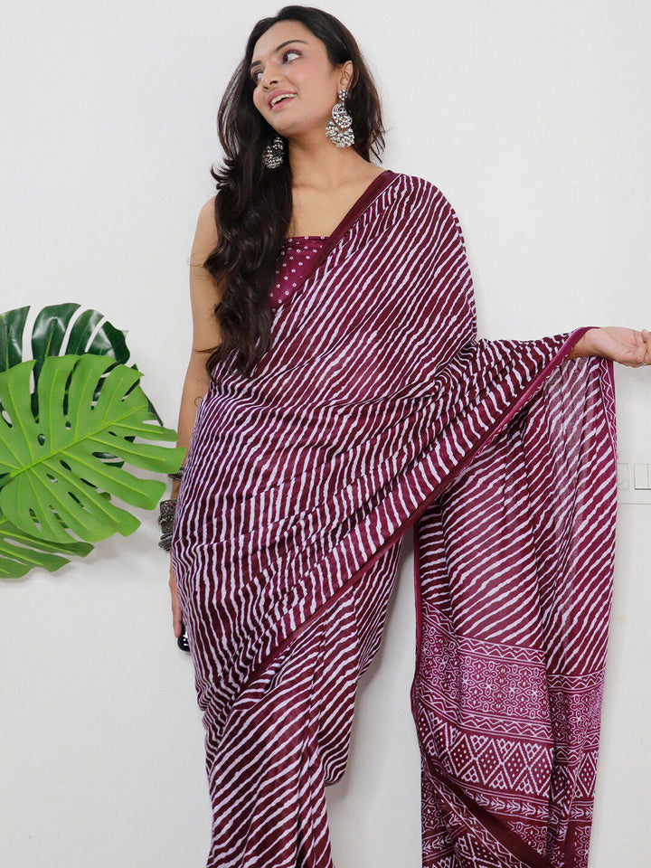 Saree mall Leheriya Poly Cotton Leheriya Ready to Wear Saree