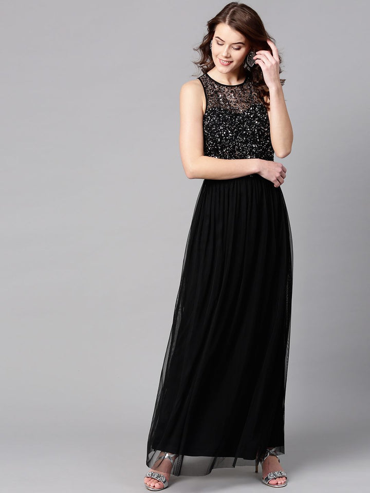 STREET 9 Net Maxi Dress with Sequinned Detail