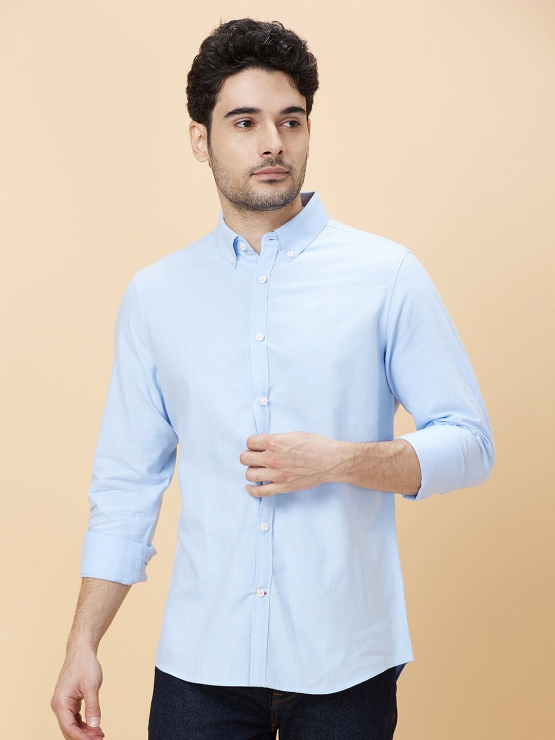 Being Human Button-Down Collar Slim Fit Opaque Cotton Casual Shirt