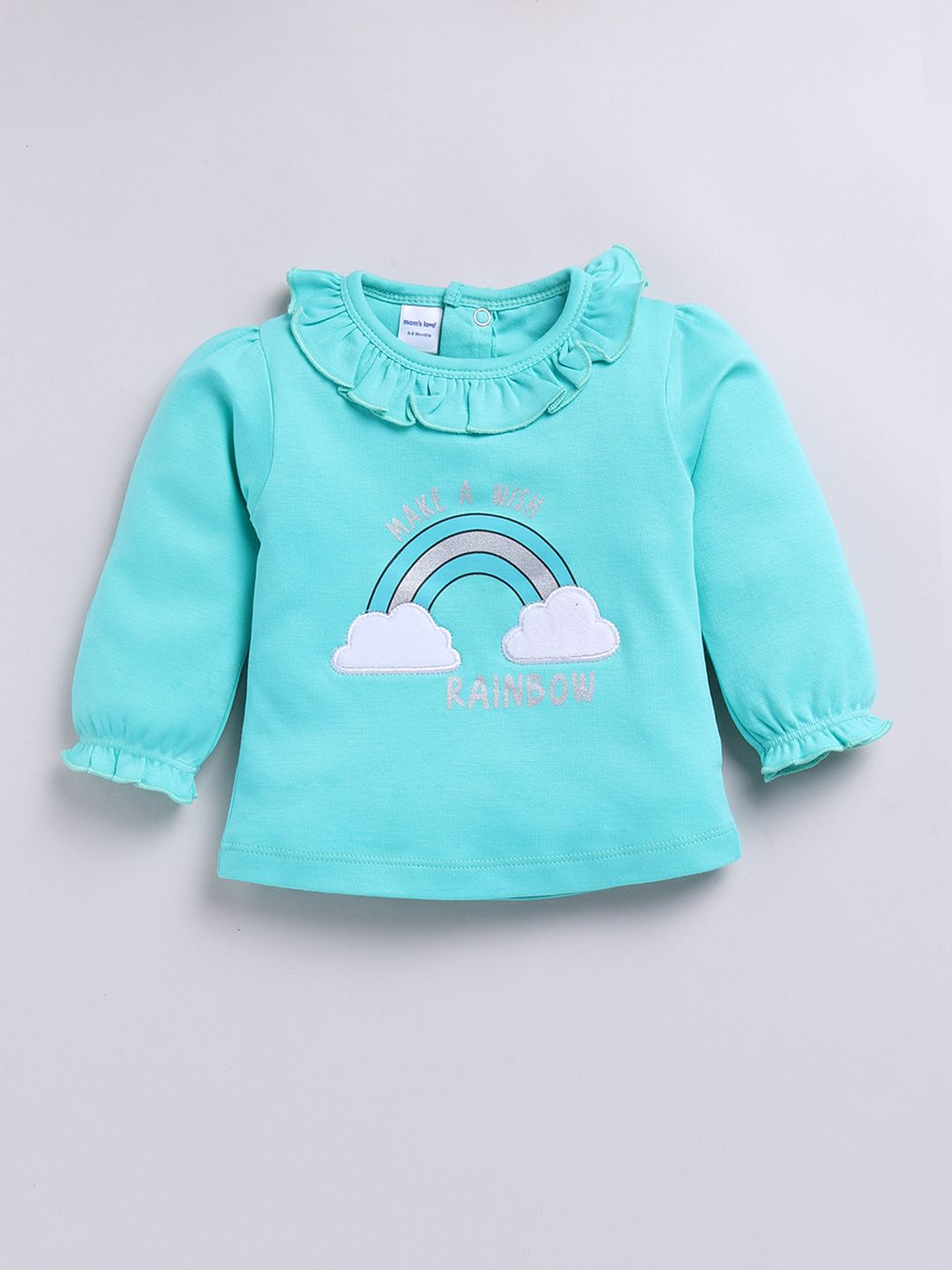 Moms Love Infant Girls Pure Cotton Printed Puffed Sleeves Top with Trousers