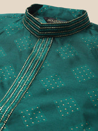 SOJANYA Kurta Lurus Kolar Mandarin Rekaan Tenunan dengan Churidar