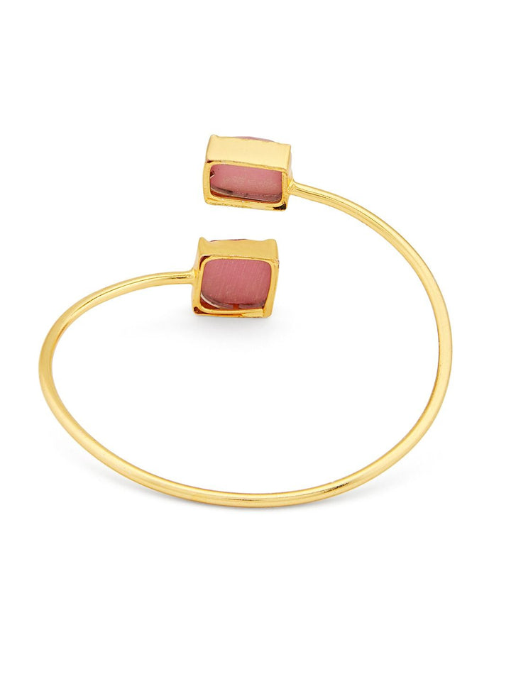 Zaveri Pearls Gold-Plated Pink Brass Kada Bracelet