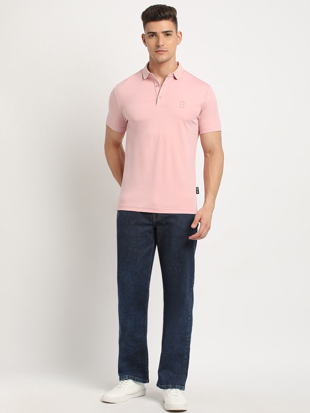 THE BEAR HOUSE Polo Collar Short Sleeves Slim Fit T-shirt