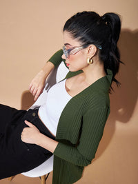 Sassafras Asas Wanita Ribbed Longline Front Open Shrug