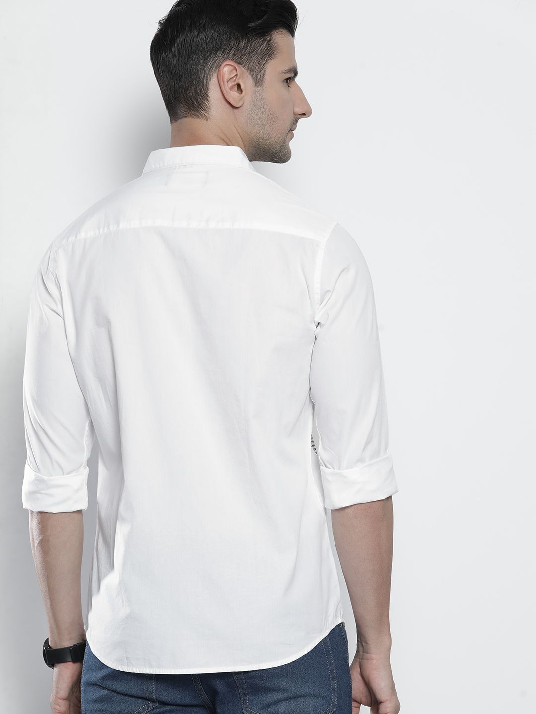 The Indian Garage Co Men White Printed Cotton Casual Shirt