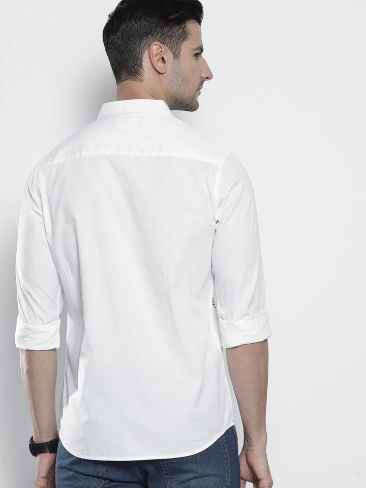 The Indian Garage Co Men White Printed Cotton Casual Shirt