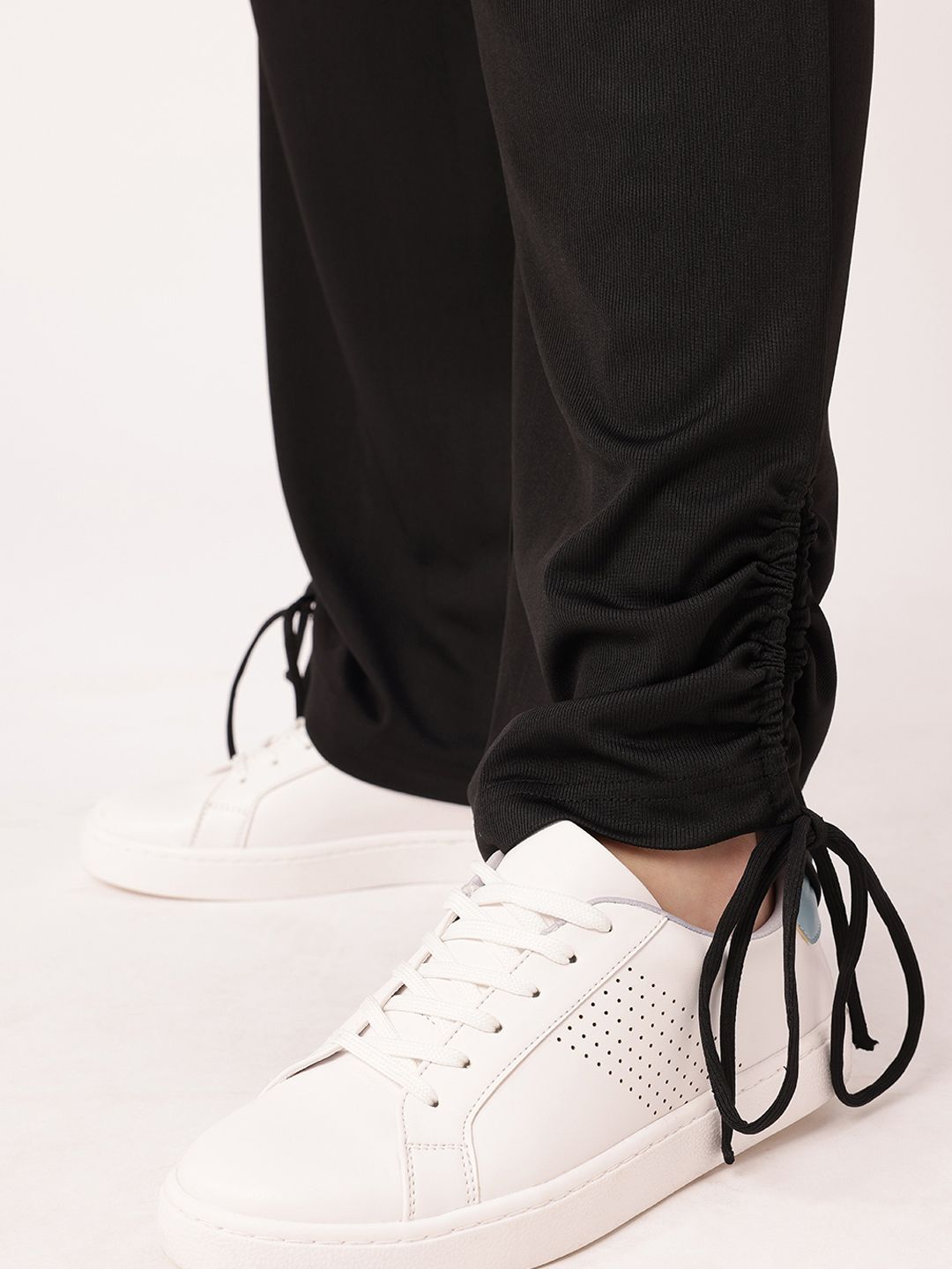 DressBerry Women Street Glam Ribbed Tie-up Detailed Relaxed Fit Trousers