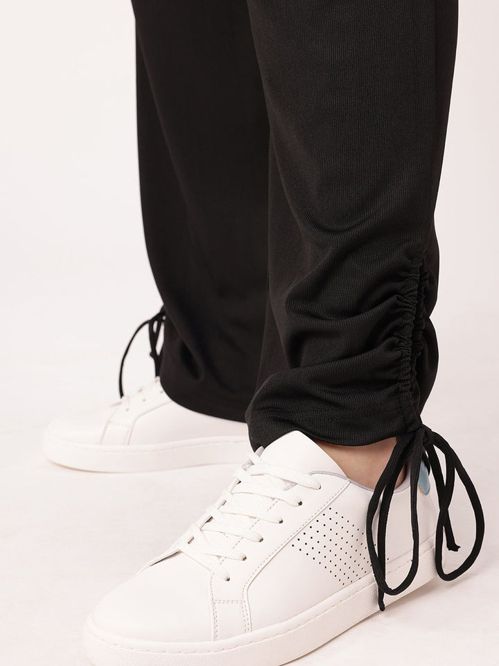 DressBerry Women Street Glam Ribbed Tie-up Detailed Relaxed Fit Trousers