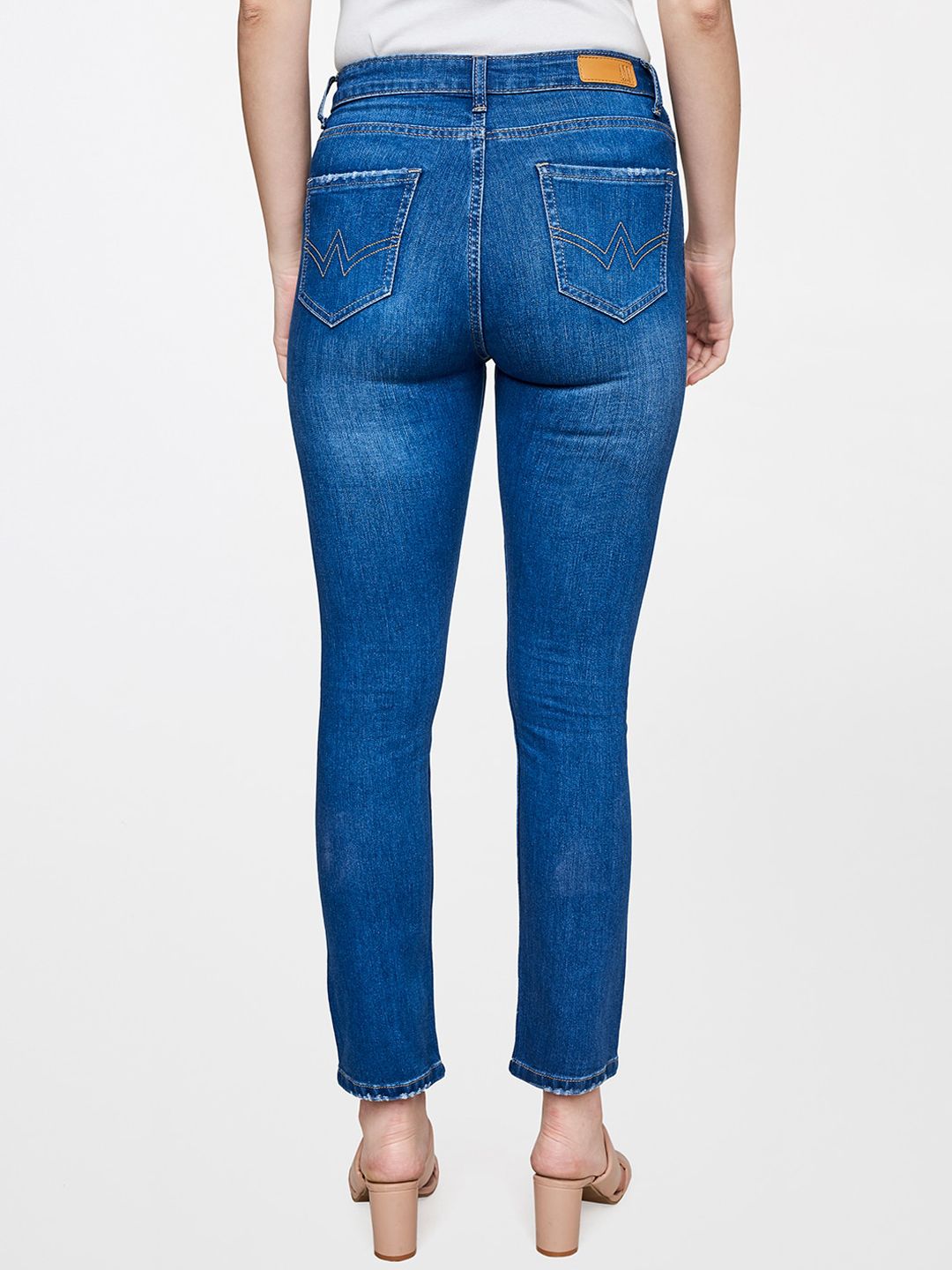 AND Women Blue Straight Fit Trousers