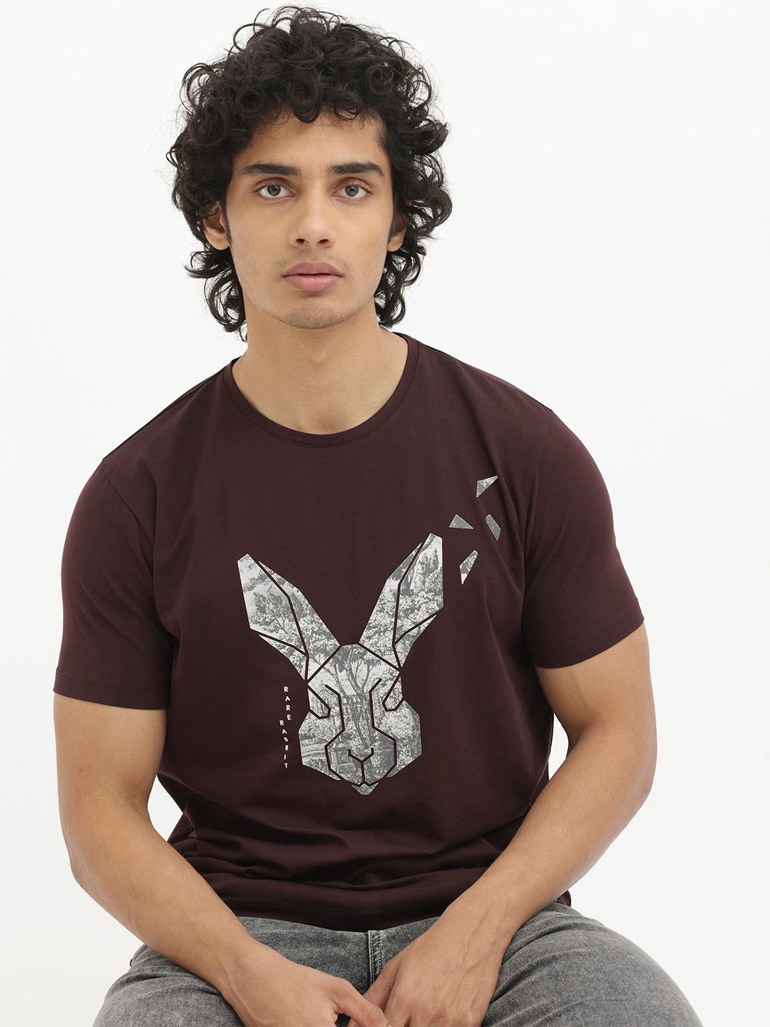 RARE RABBIT Men Arbor Regular Fit Graphic Printed Round Neck Cotton T-Shirt