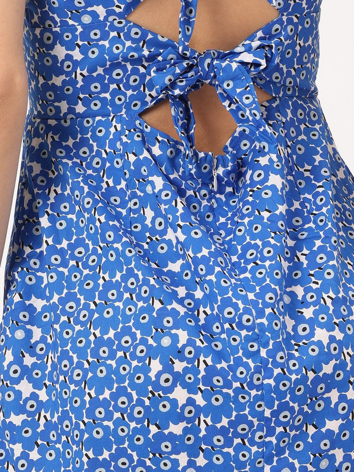 DressBerry Floral Print Styled-Back Knee Length Dress