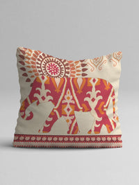 STITCHNEST Set of 5 Green & Red Ethnic Motifs Square Cushion Covers