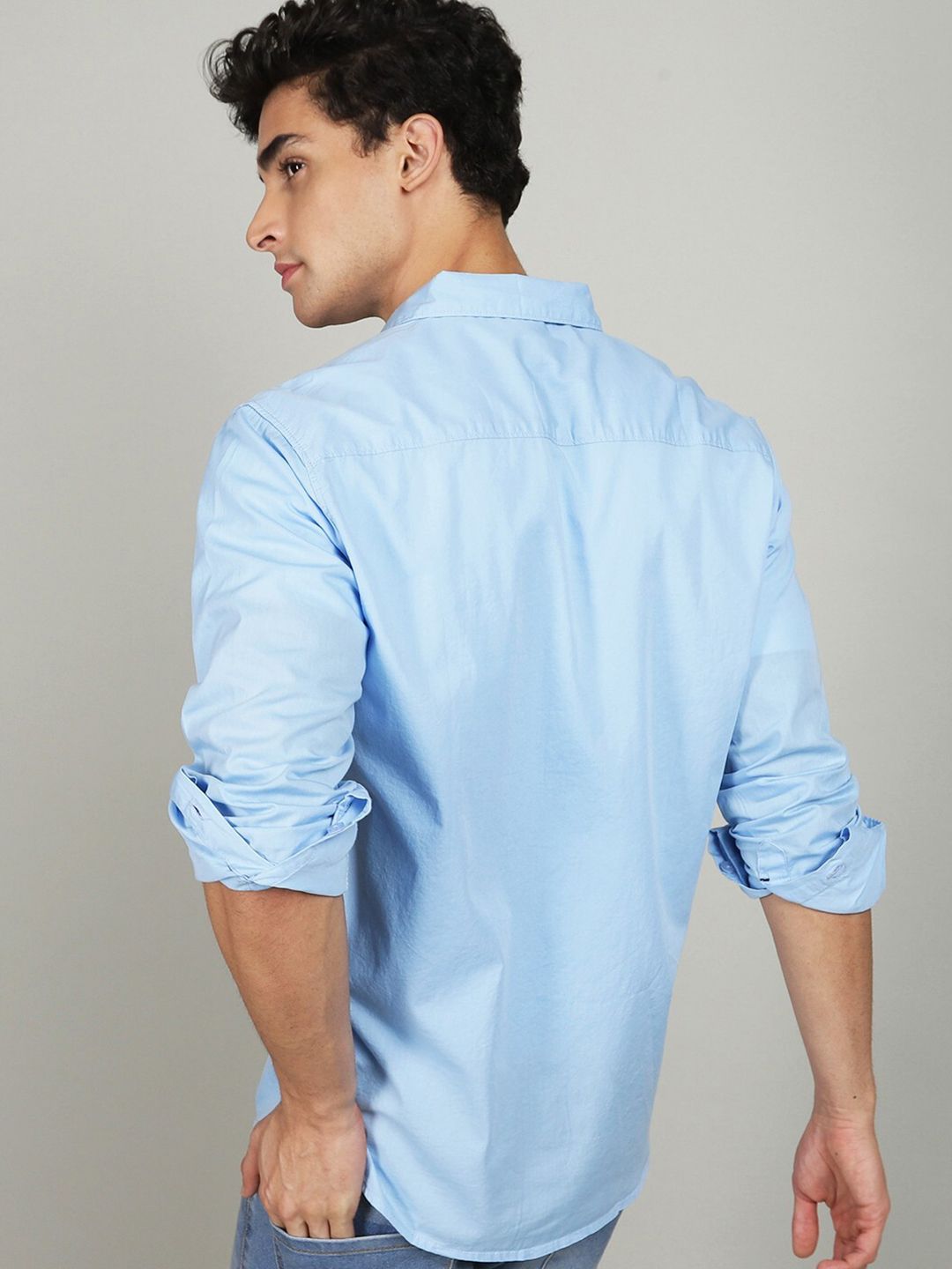 The Indian Garage Co Men Blue Comfort Cotton Casual Shirt