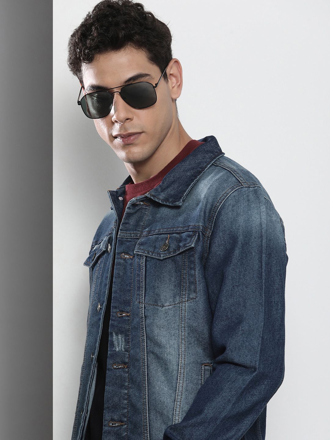 The Indian Garage Co Washed Slim Fit Trucker Jacket