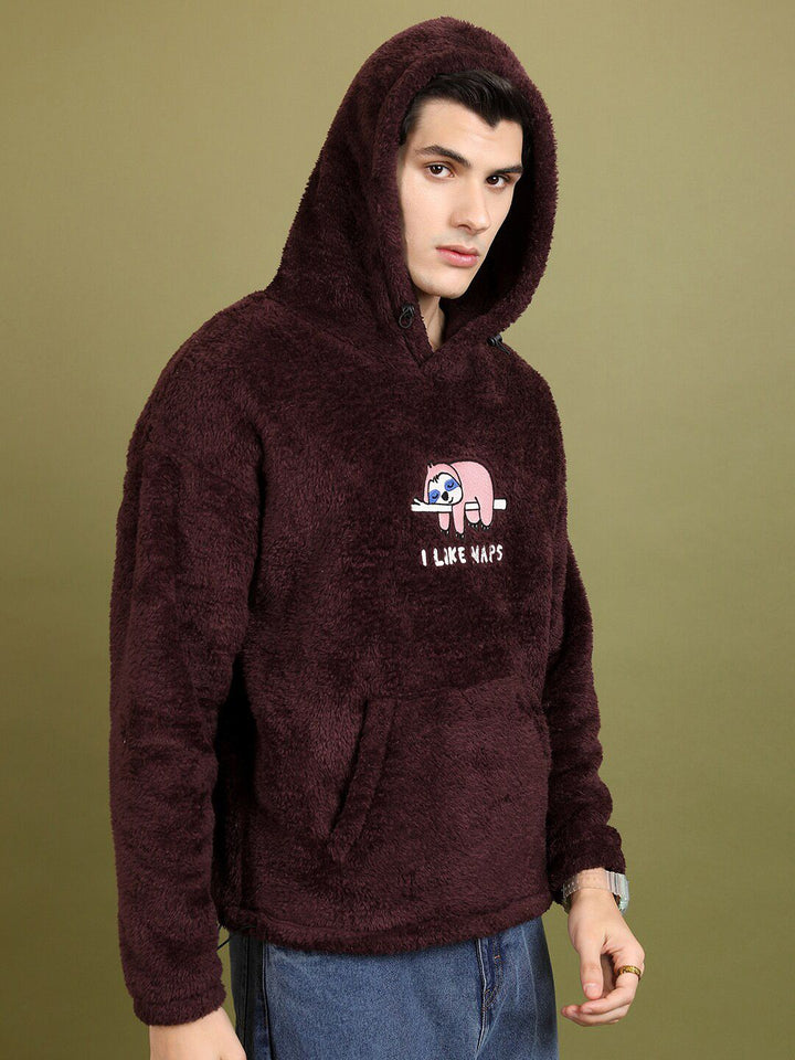 HIGHLANDER Graphic Printed Over Sized Drop Shoulder Hooded Neck Pullover Sweatshirt
