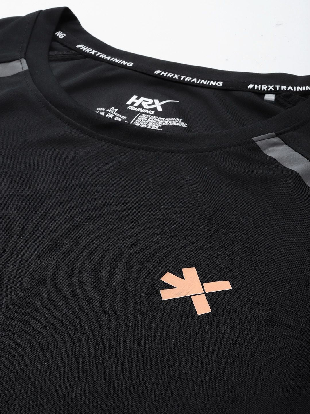HRX by Hrithik Roshan Rapid-Dry Solid Training T-shirt with Reflective Detail