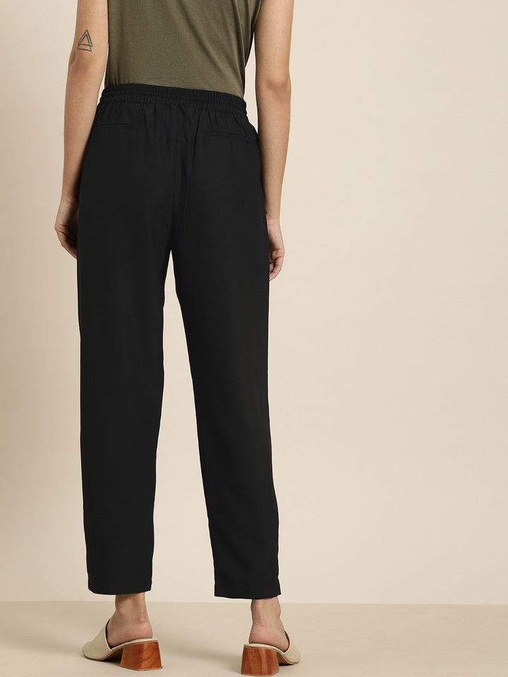 all about you Women Black Slim Fit Solid Trousers