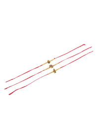 Set Uniseks NVR 3 Rakhi Benang Ganesh Ji Berton Emas dengan Roli Chawal Chandan Mishri