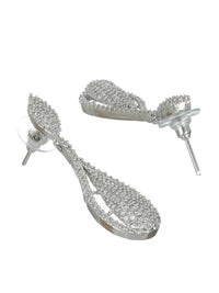 Priyaasi Silver Toned Contemporary American Diamond Drop anting -anting