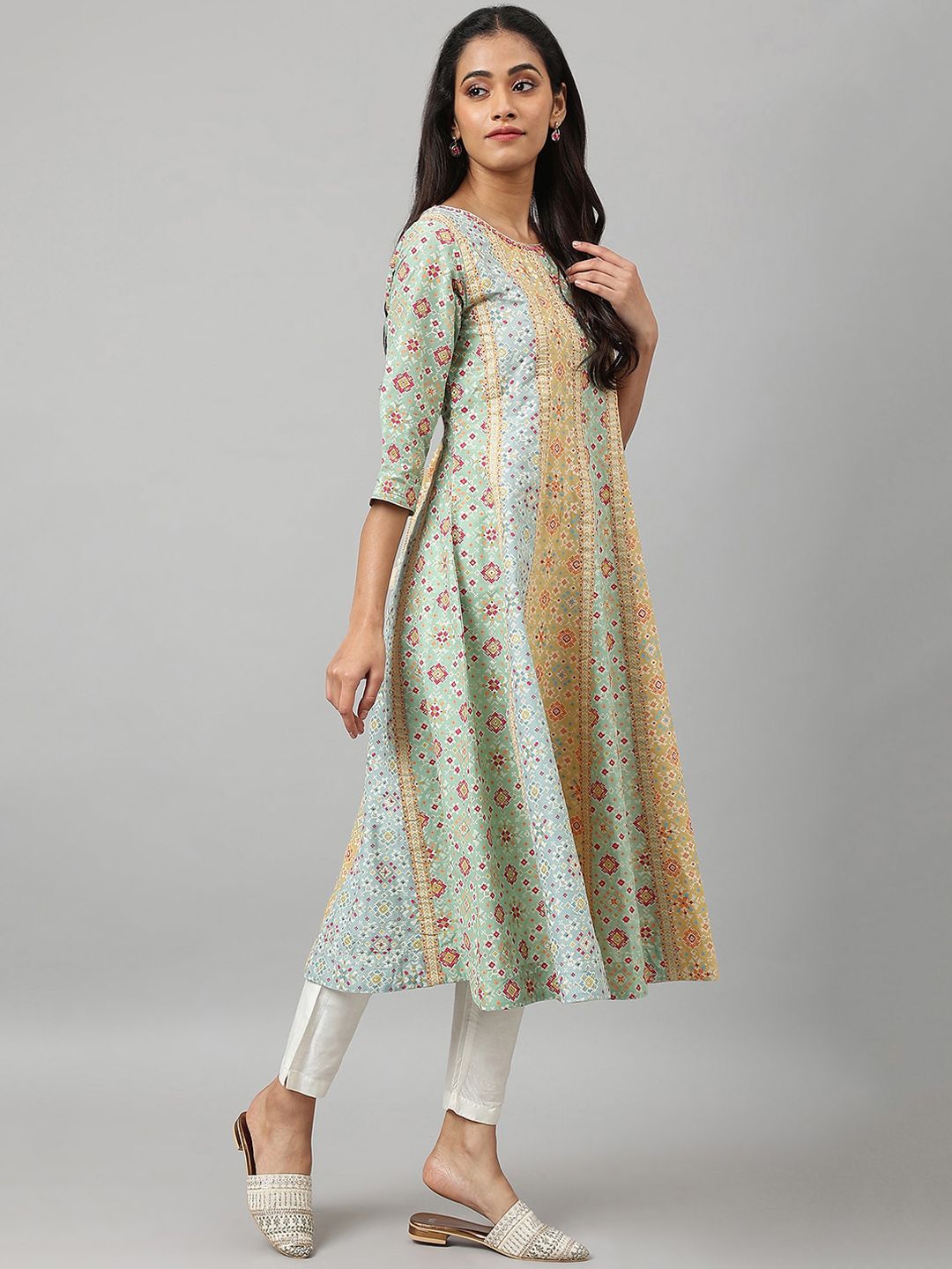 W Ethnic Motifs Printed Pure Cotton A Line Kurta
