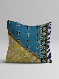 STITCHNEST Set of 5 Blue & Mustard Ethnic Motifs 16'' x 16'' Cushion Cover