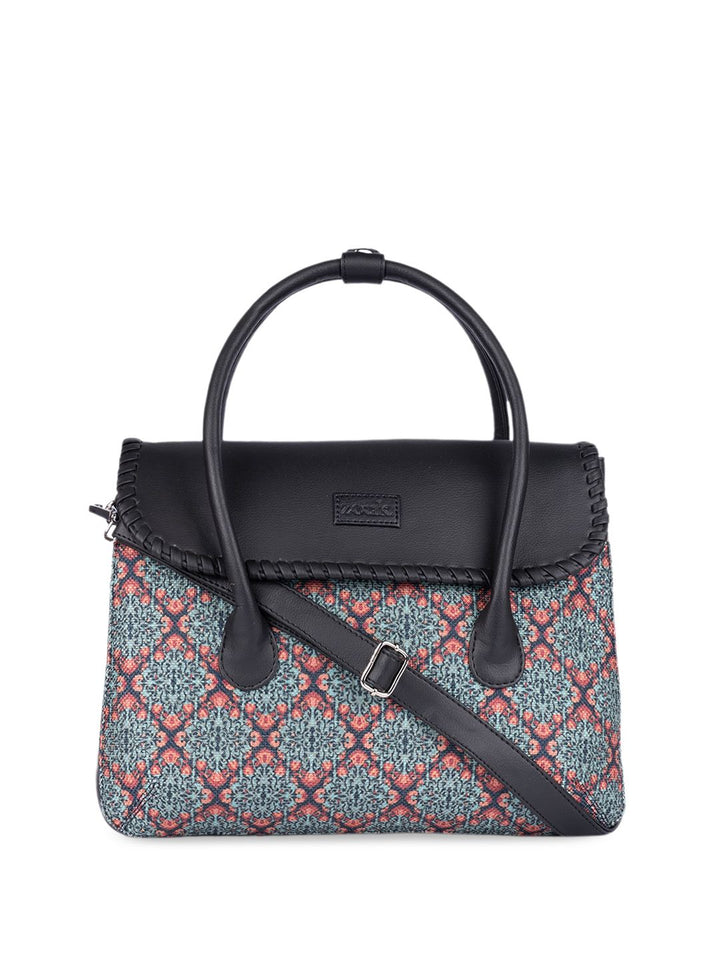 ZOUK Ethnic Motifs Printed Jute Structured Satchel