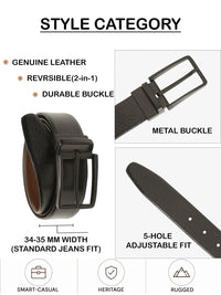 Teakwood Leathers Men Textured Leather Reversible Formal Belt